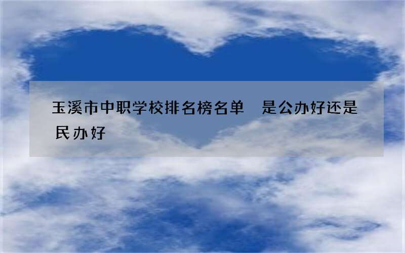 玉溪市中职学校排名榜名单 是公办好还是民办好